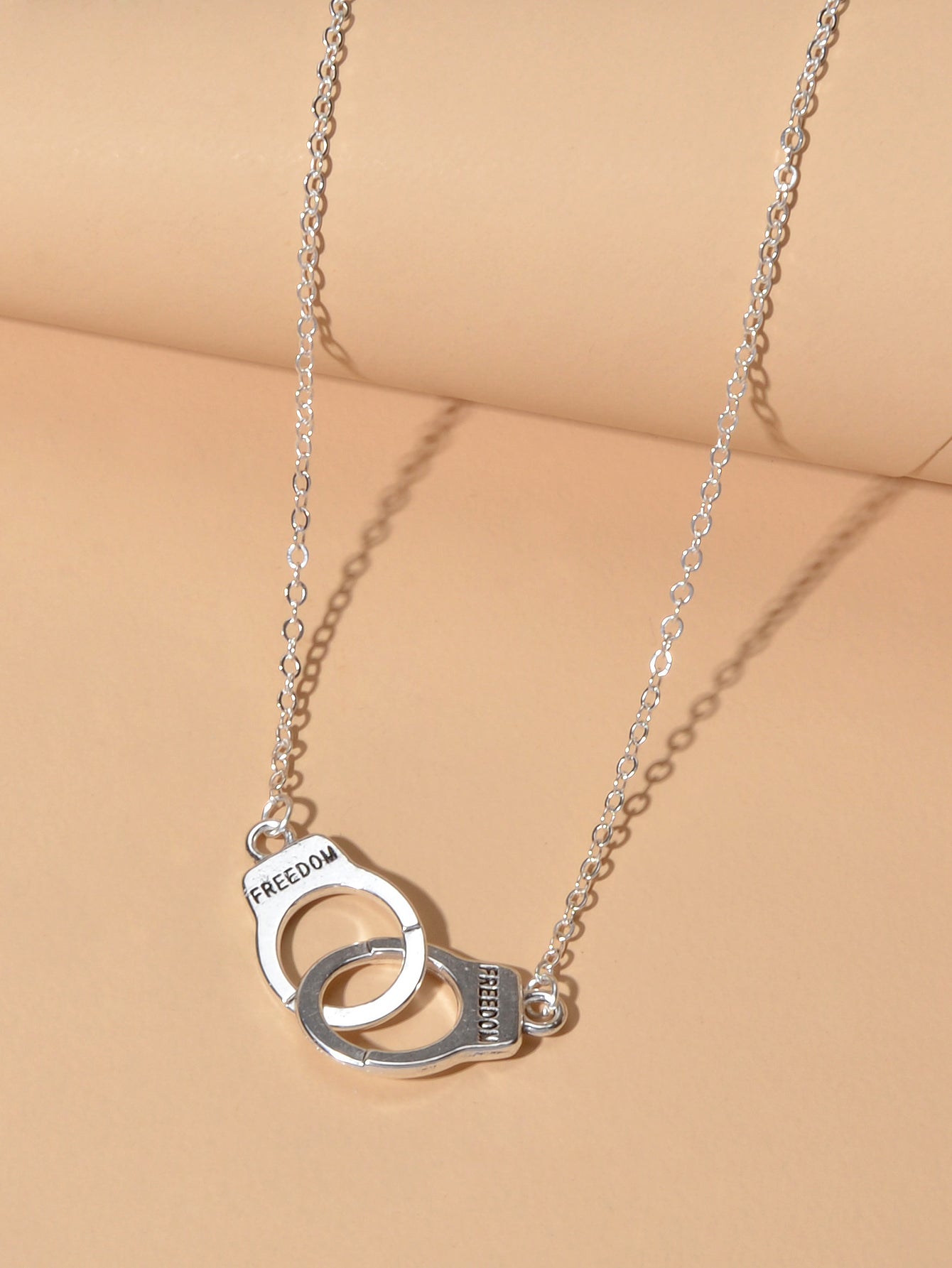 Punk Silver FREEDOM Handcuffs Necklace Boho Lover Jewellery Valentine's Collar