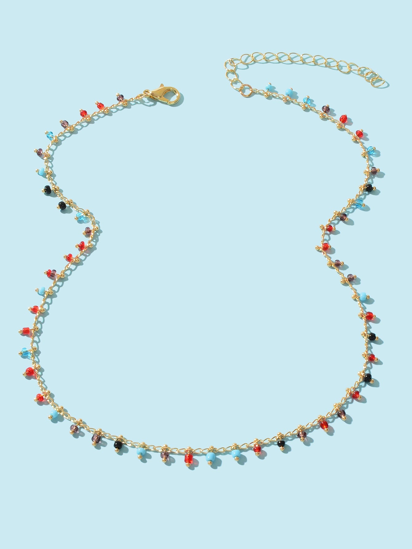 Bohemian Colorful Seed Beads Charm Gold Chain Necklace Women Holiday Jewellery