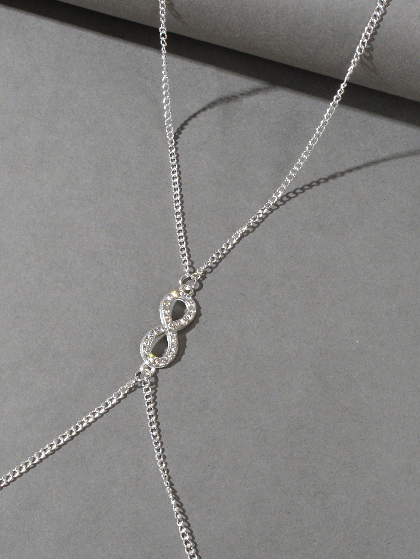 Glamorous Silver Rhinestone Infinity Bikini Beach Body Chain Harness Jewellery