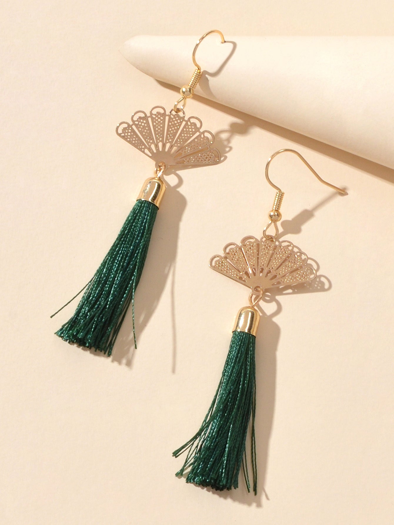 Ethnic Traditional Gold Sector Tassel Dangle Pendant Earrings American Jewellery
