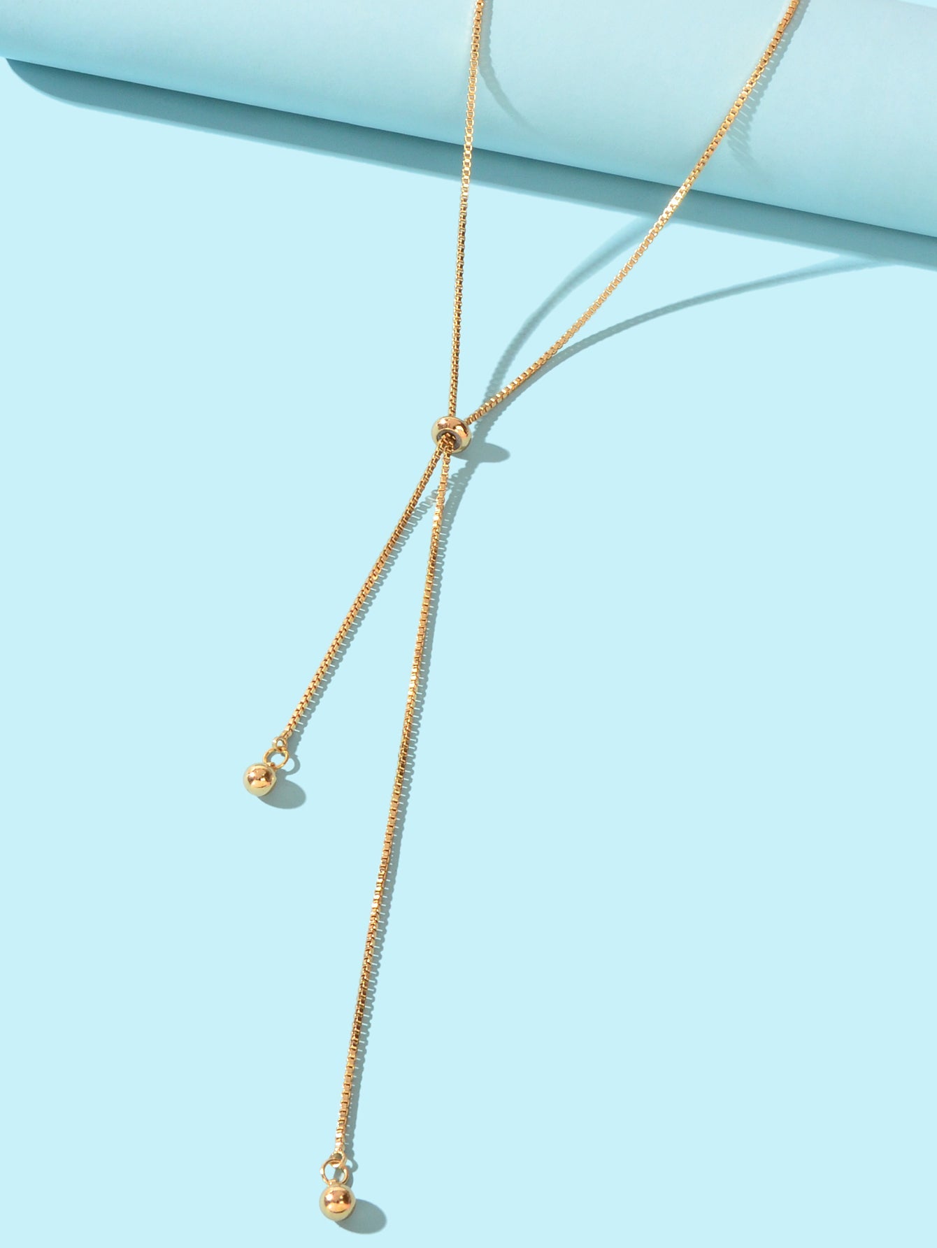 Gold Adjustable Trendy Y Drop Sliding Chain Necklace Women Minimalist Jewellery