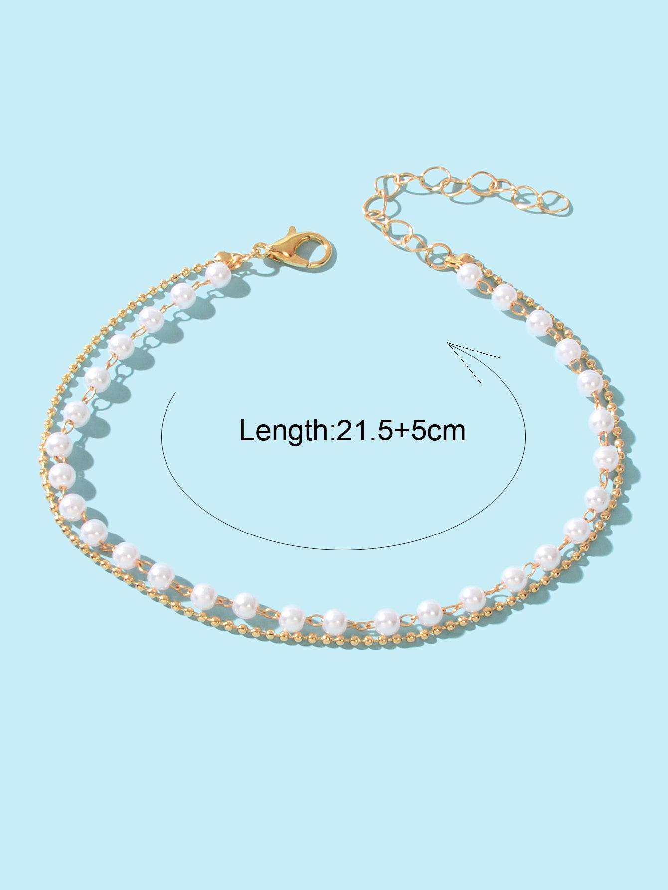 Foot Jewellery Gold Popcorn Chain Pearl Layered Anklet Bracelet Barefoot Sandal