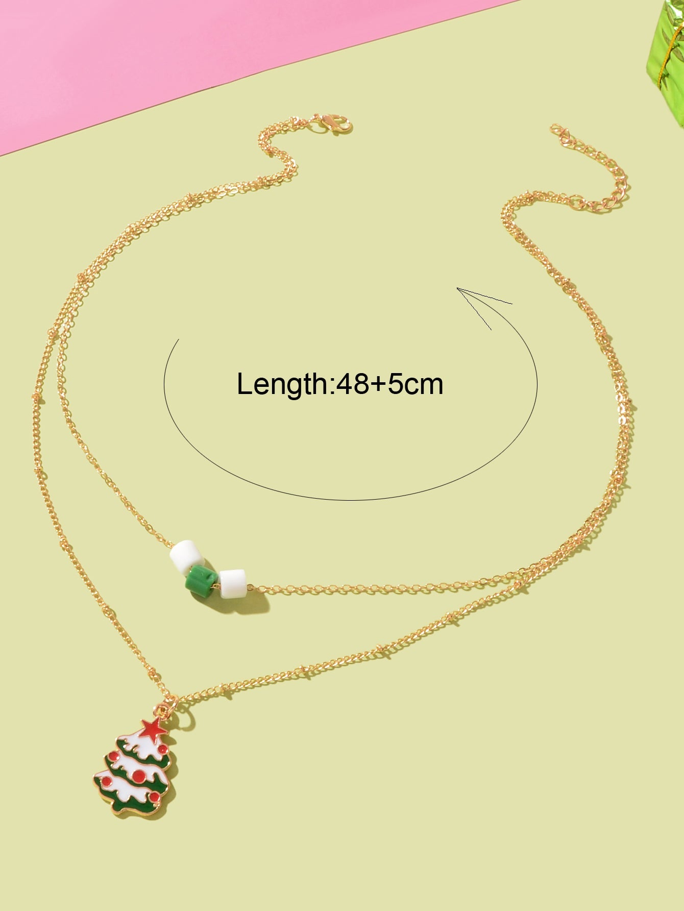 Festival Party Jewellery Gift Gold Layered Chain Christmas Tree Pendant Necklace