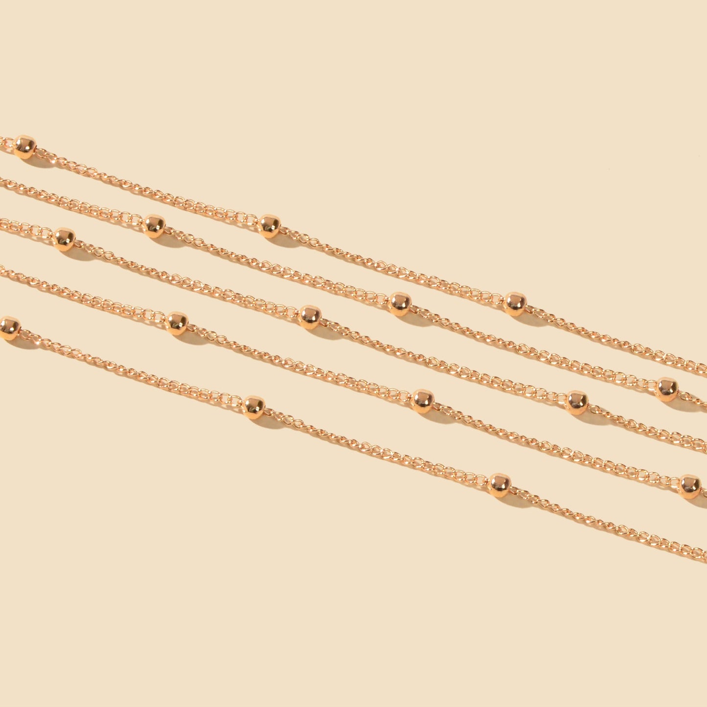 5pcs Gold Beads Chain Layered Necklaces Simple Short Chokers Delicate Jewellery-3