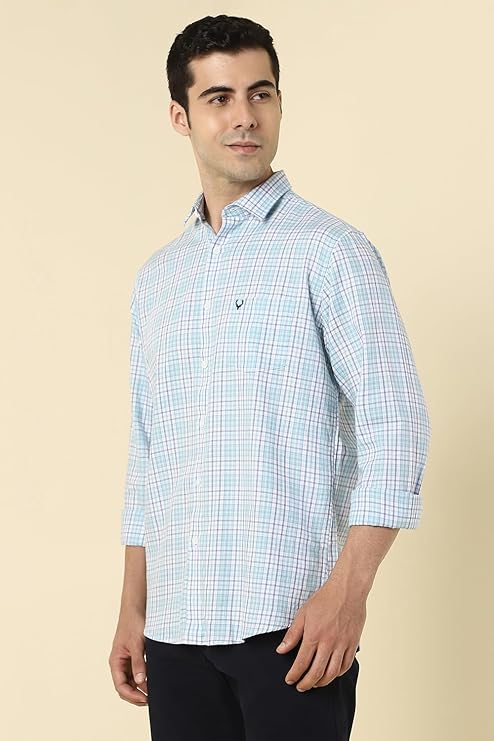 Allen Solly Men Cotton Slim Fit Small Checks Casual Shirt