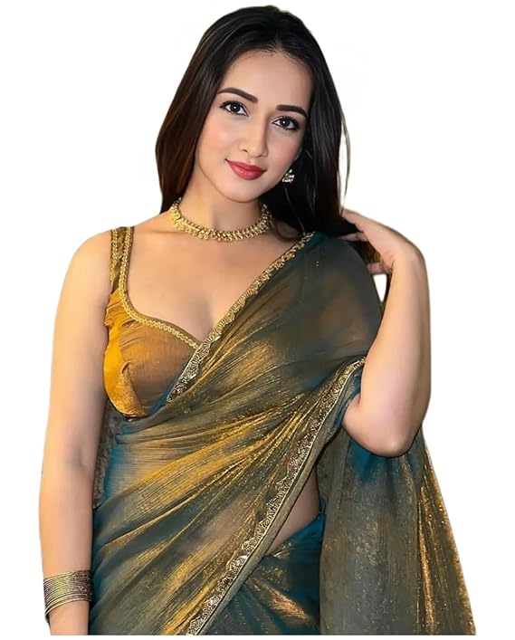 Sidhidata Women's Soft Zimmy Choo Fandy Silk Saree With Hand Work Lace Boarder & Comes With Unstitched Blouse Piece (Chhaava)