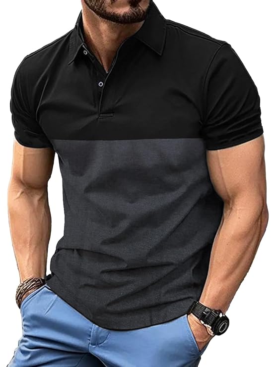 LEOTUDE Men's Honeycomb Nylon Regular Fit Plain Polo T-Shirt