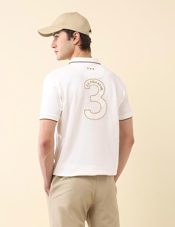 U.S.Polo Association Men's Embroidered Pure Cotton Gold Cup Polo Shirt