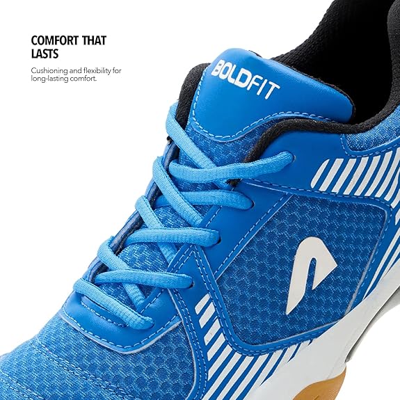 Boldfit Badminton Shoes Shuttle Non Marking Shoes for Badminton Men Light Badminton Shoes for Women & Badminton Shoes Men Breathable Non Marking Shoes for Badminton Anti Skid Pickleball Shoes Blue