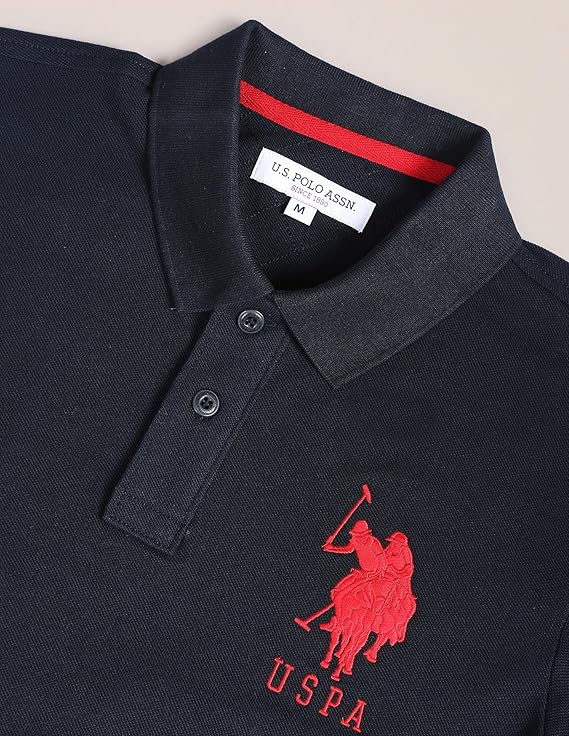U.S. POLO ASSN. Men Cotton Solid Slim Fit Polo Shirt