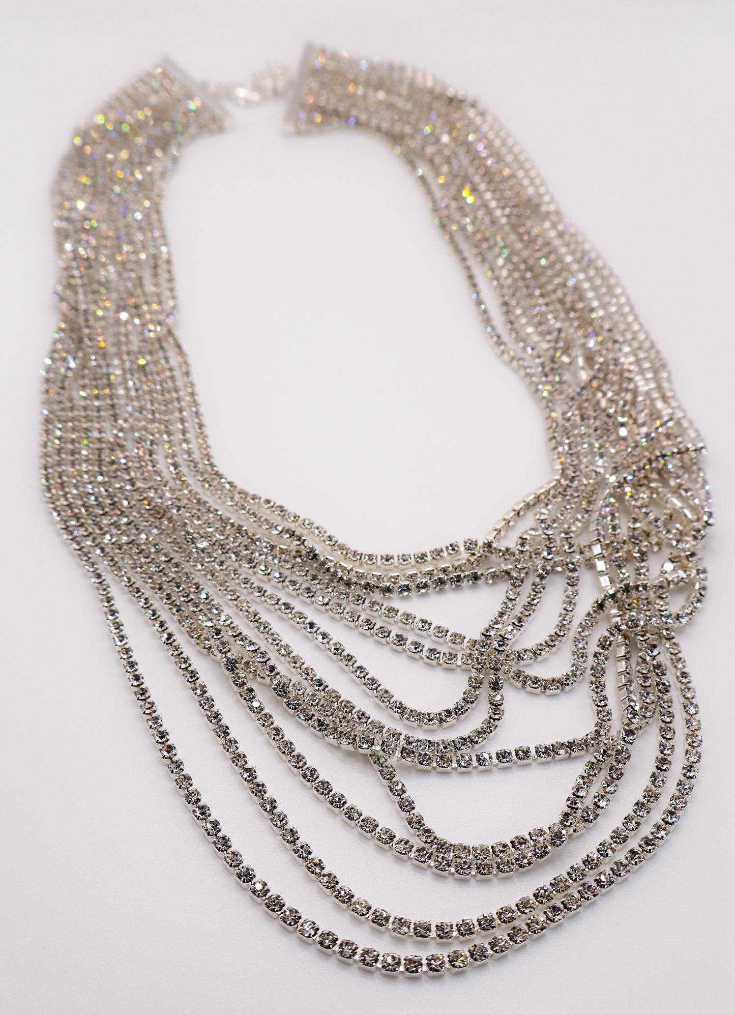 Faux Diamond Cascade Statement Necklace