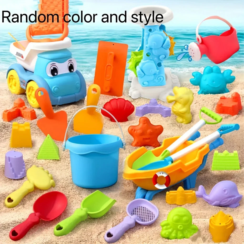NNEOBA Kids Beach Toys Set with Shovel, Bucket, Dinosaur Molds (100 pcs)