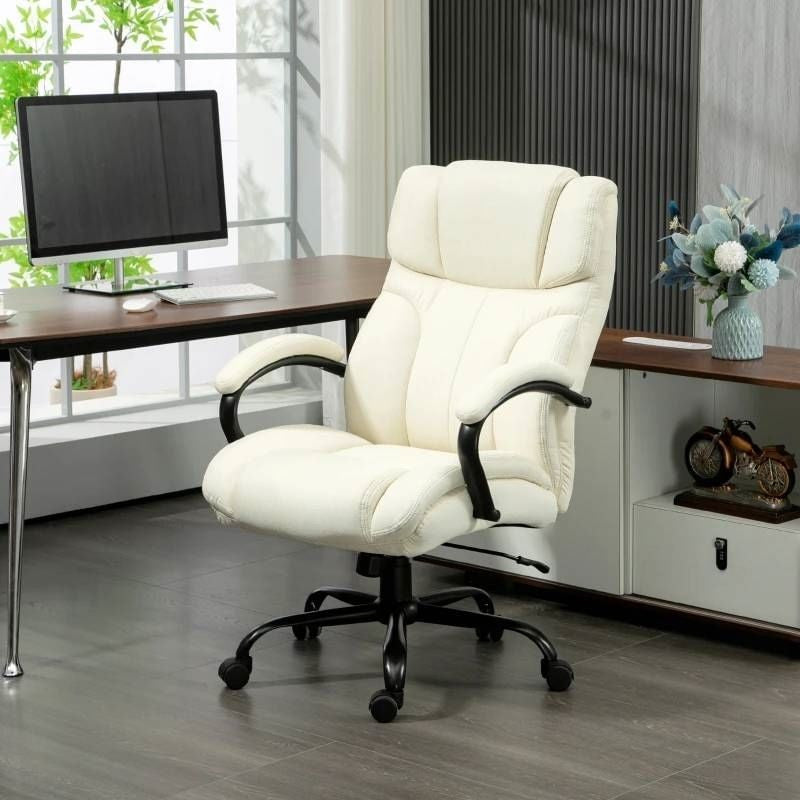 Cream White Big/Tall Adjustable Height Office Chair - 500 lbs. Weight Capacity