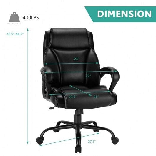 400 Pounds Big and Tall Adjustable High Back Leather Office Chair-4