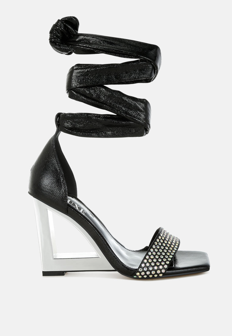 Hashira AB Rhinestone Studded Lace-Up Fantasy Heels