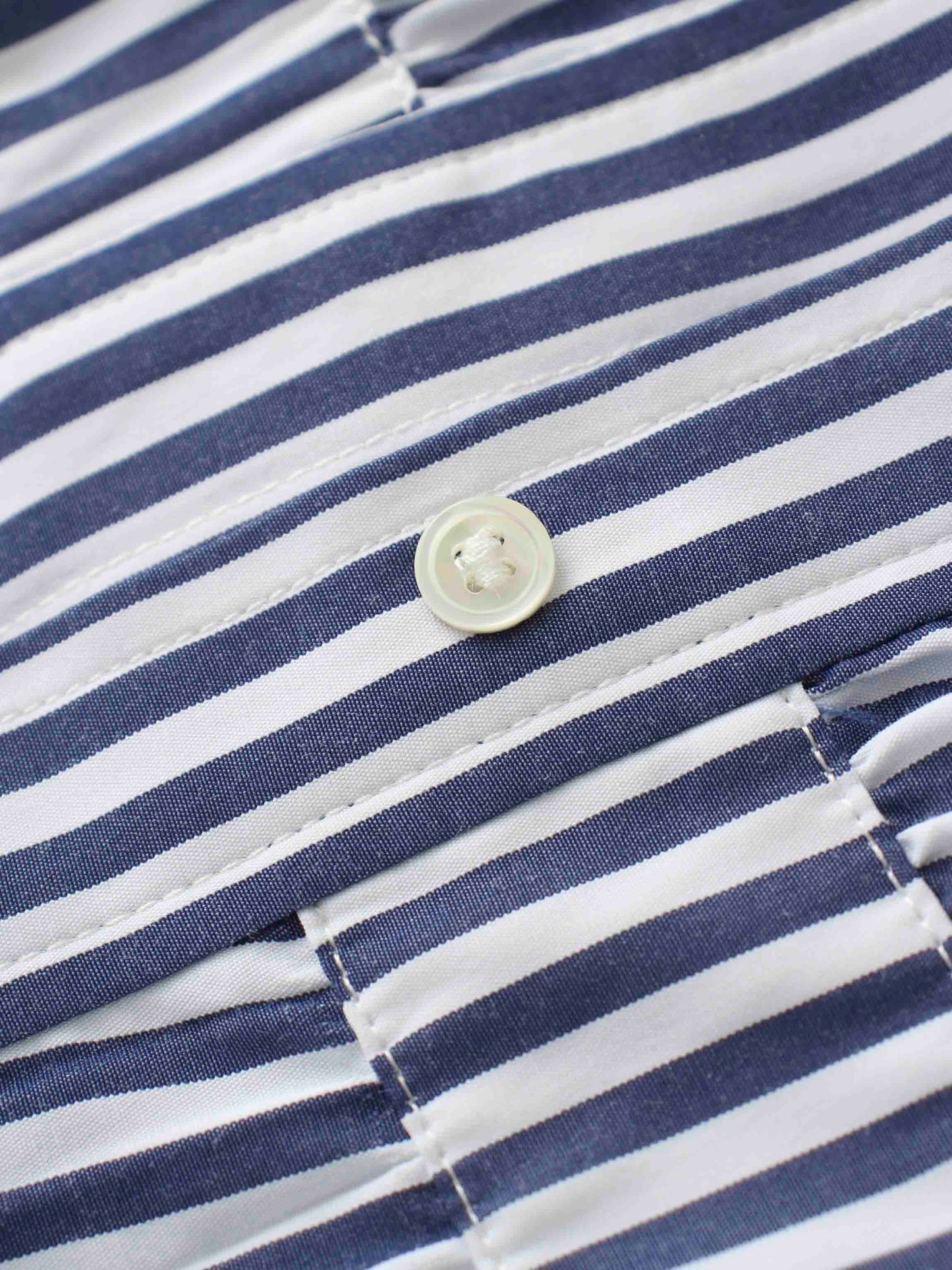 Pleat Bottom Waisted Shirtdress-Navy Pinstripe-4