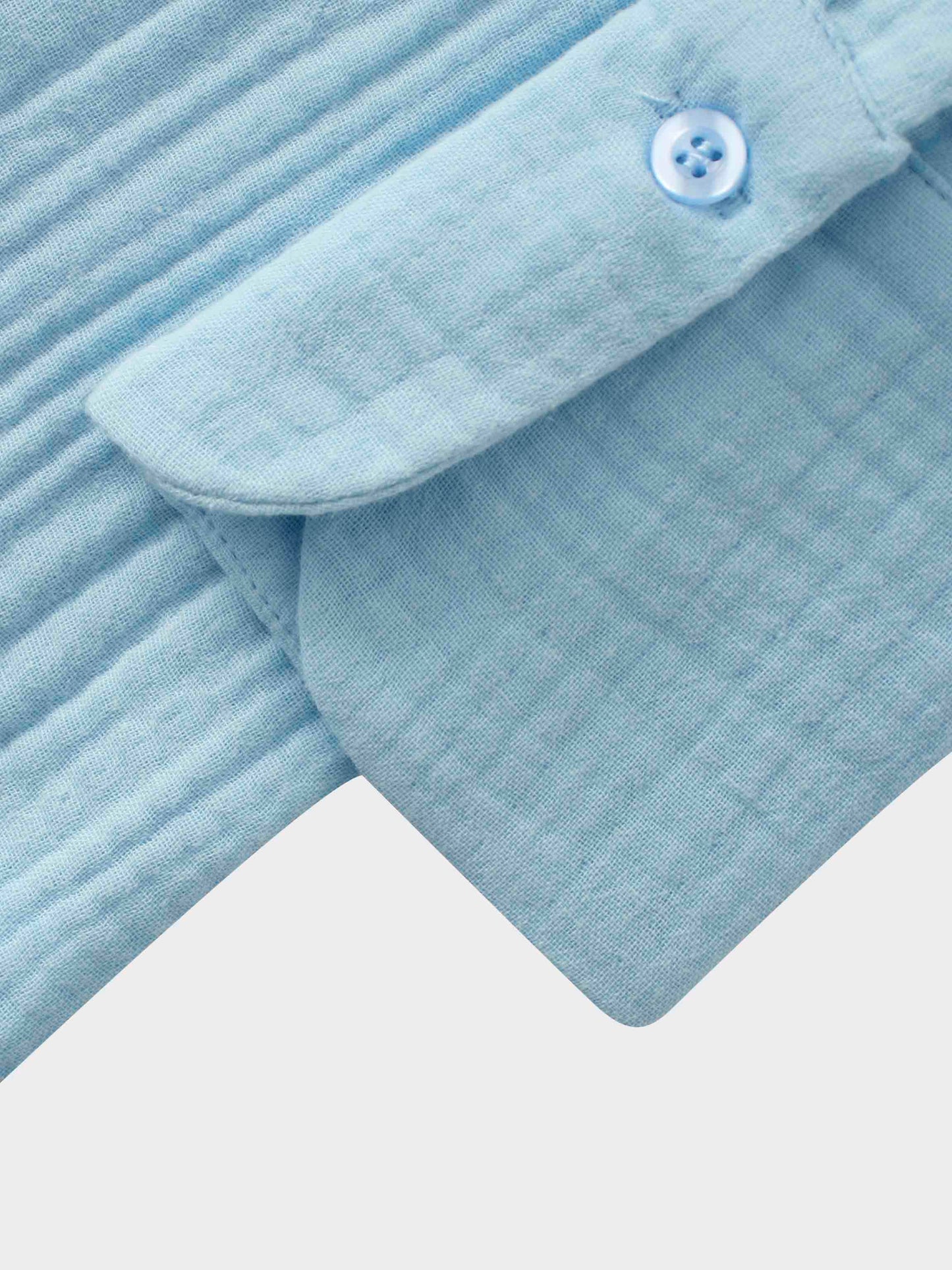 Gauze Button Down Blouse-Light Blue-4