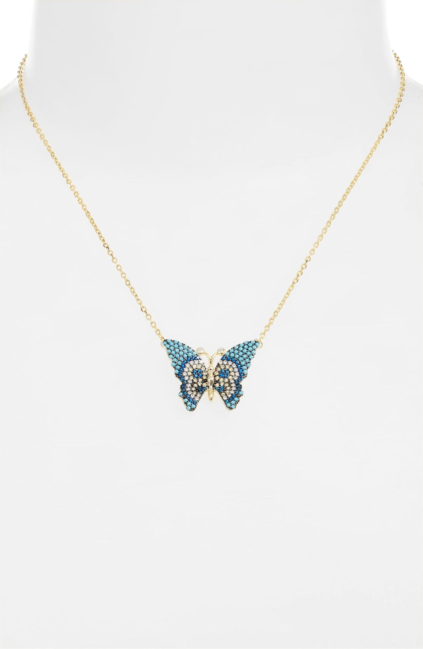 Butterfly Pave Charm Necklace-1