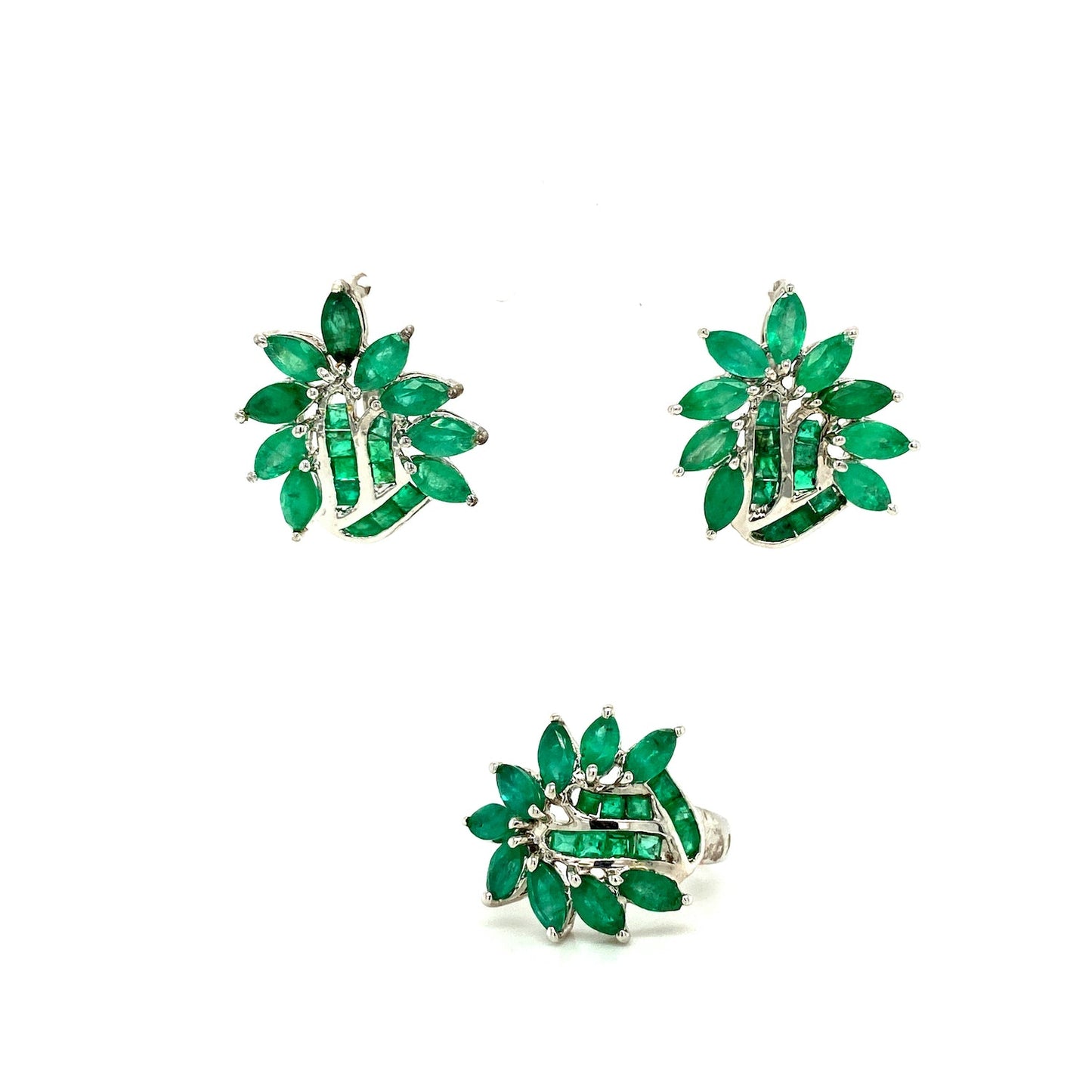 Emerald Jewellery Set in .925 Sterling Silver - KSS 6264