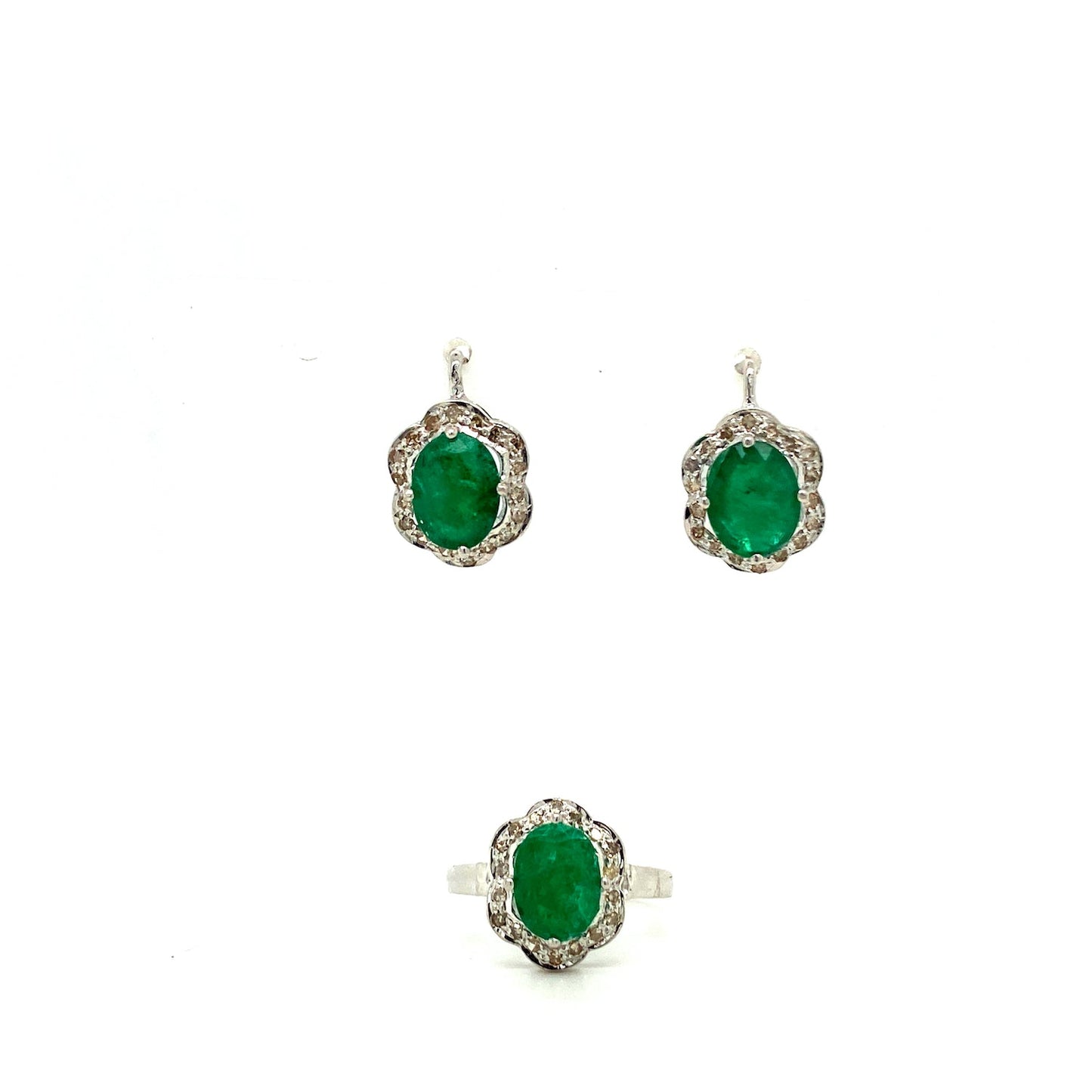 Emerald Jewellery Set in .925 Sterling Silver - KSS 6554