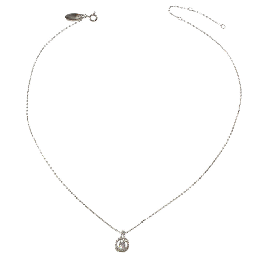 Perfect Wedding Engagement Jewellery Silver Chain Faux Zircon Square Necklace