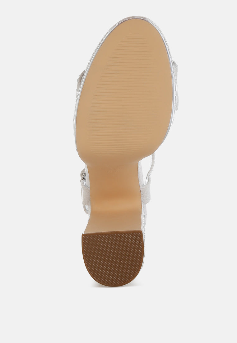 Ortage Rhinestones Embellished High Block Heels