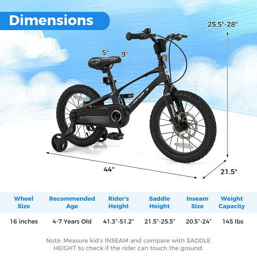16 Inch Kids Bike Lightweight with 2 Removable Training Wheels for Aged 4-7-16 inches-2