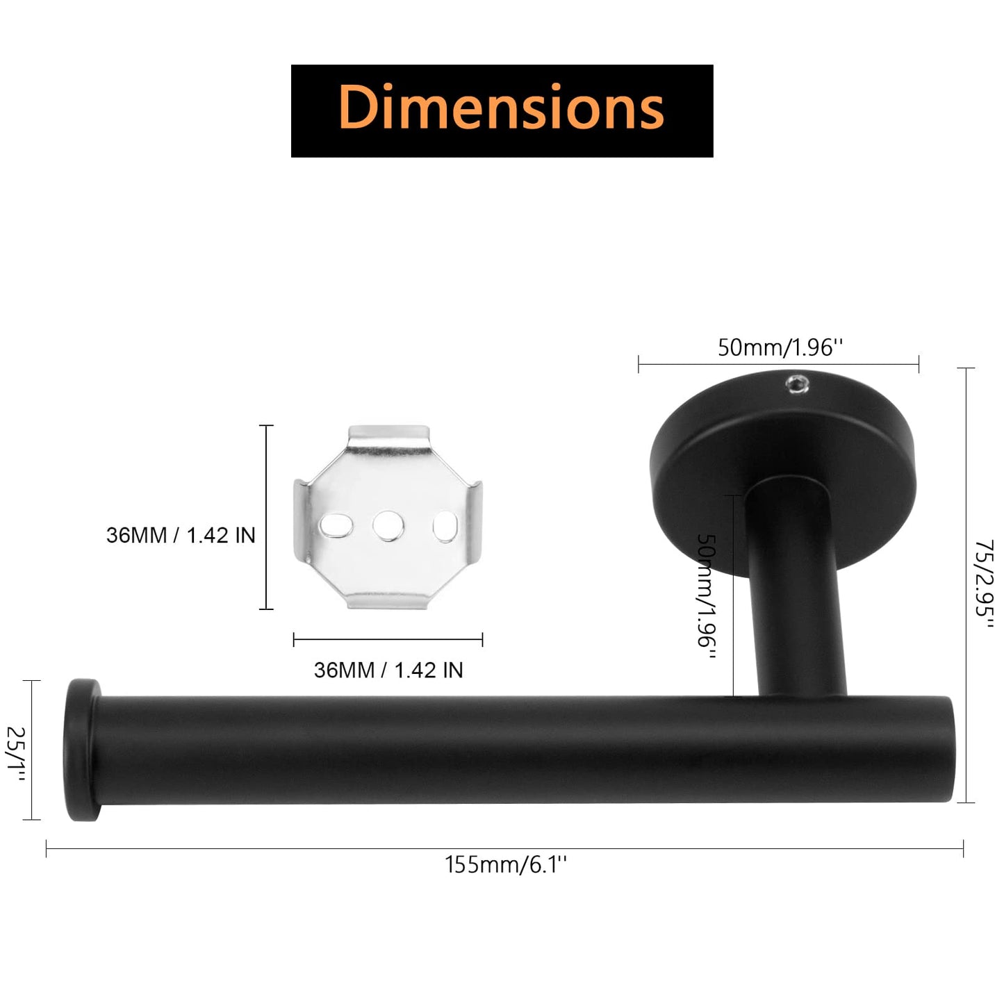 NNEDSZ Toilet Paper Holder Black Wall Mount Bathroom Paper Roll Holder Roll Holder 304