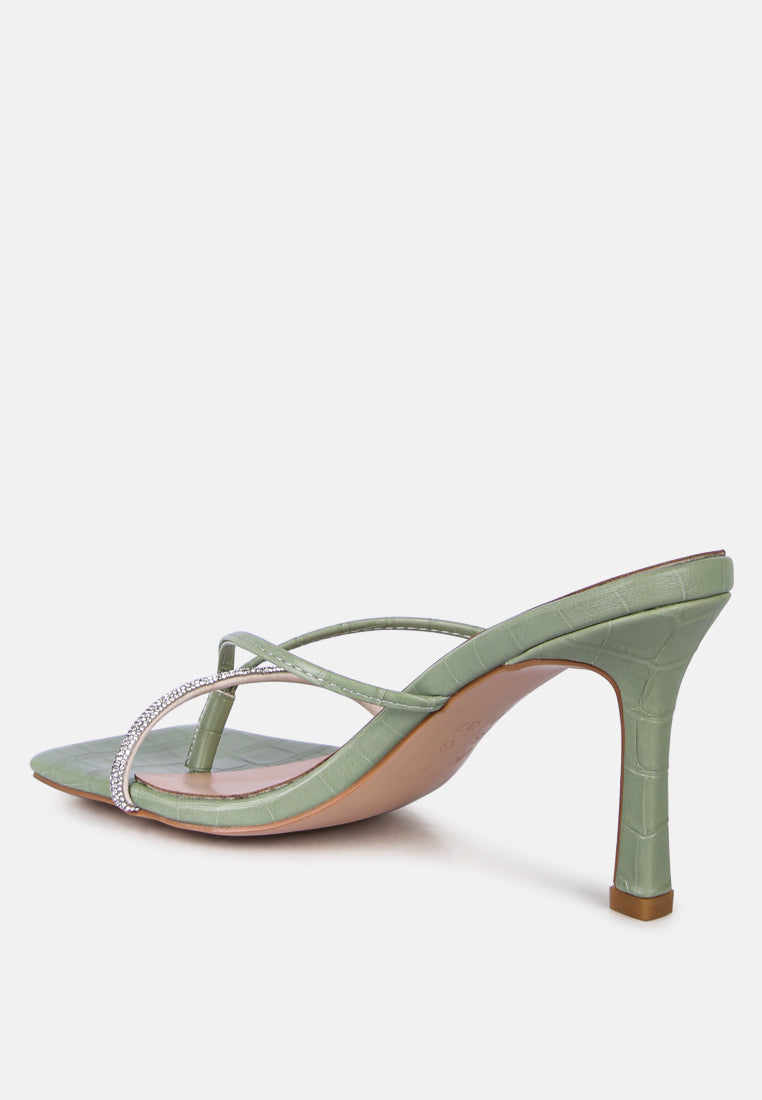 Fetish Croc Rhinestone Strap Sandals-2