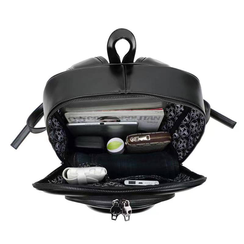 3D Backpack Mens Studded Smiling Skull Hooded Backpack Large