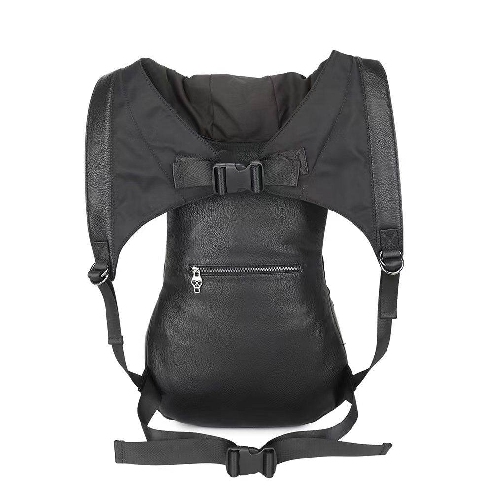 3D Backpack Mens Studded Smiling Skull Hooded Backpack Large