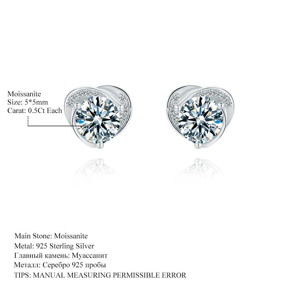 Heart Moissanite Diamond Earrings 925 Sterling Silver Jewellery Statement Stud Earrings For Women Fine Jewelry