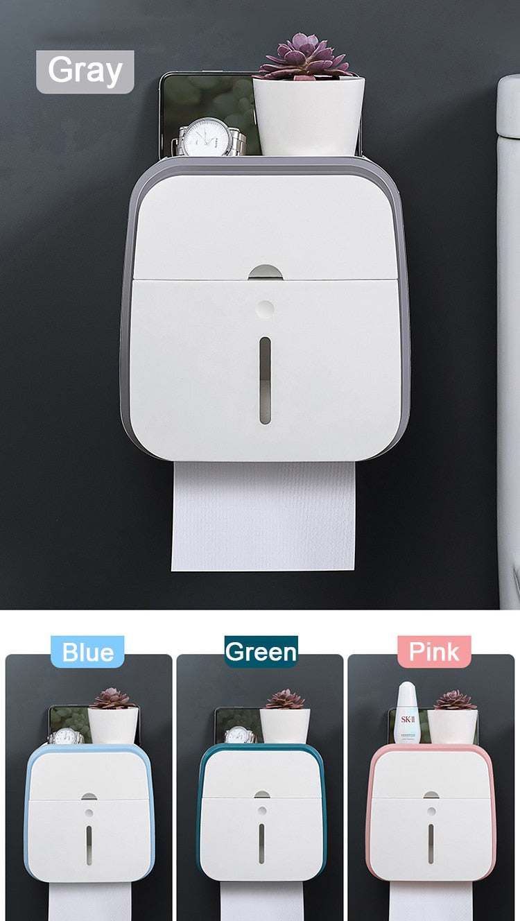 Waterproof Toilet Tissue Box Wall Mount Double Layer Roll Paper Holder Storage Box Drawer Toilet Paper Tray Bathroom Accessories