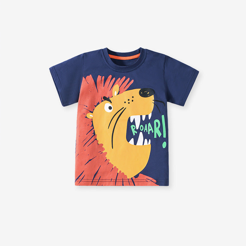 Summer Baby Kids Cartoon Pattern T-shirt and Shorts Clothing Set for Boys