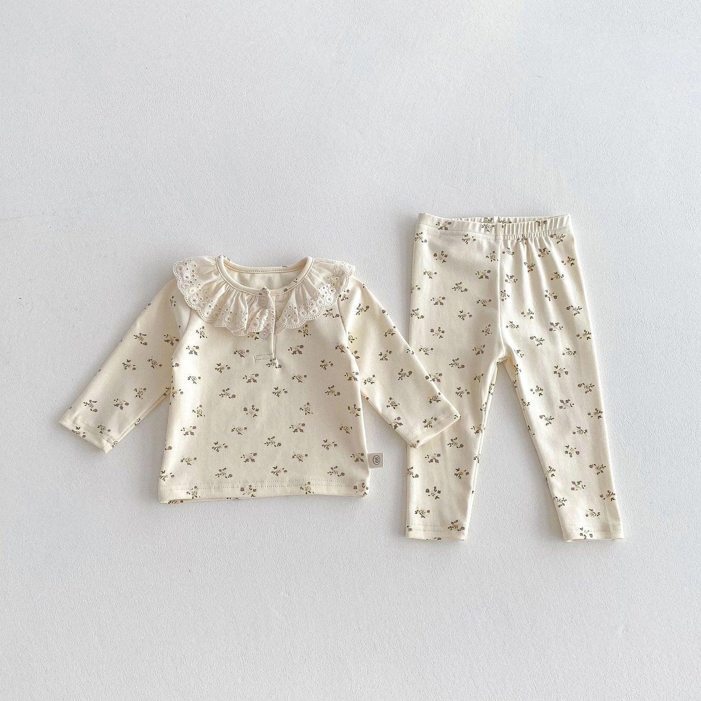 Spring and Autumn Baby Kids Girls Casual Floral Top and Pants Clothing Set