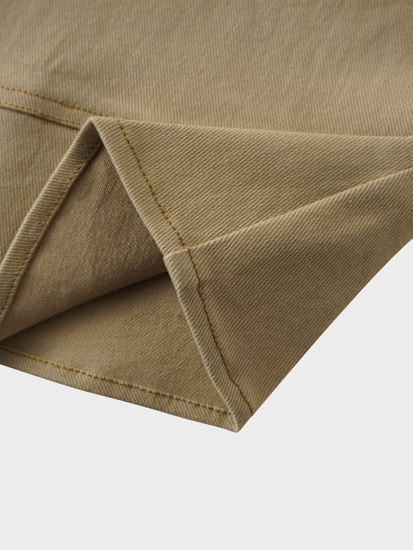 Stitched Tiered Belted Denim Skirt-Khaki-4