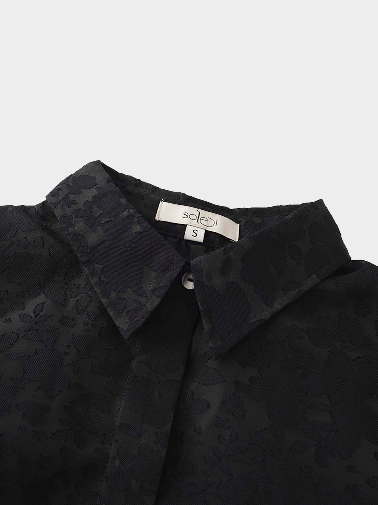 Puff Sleeve Lace Burnout-Black-2