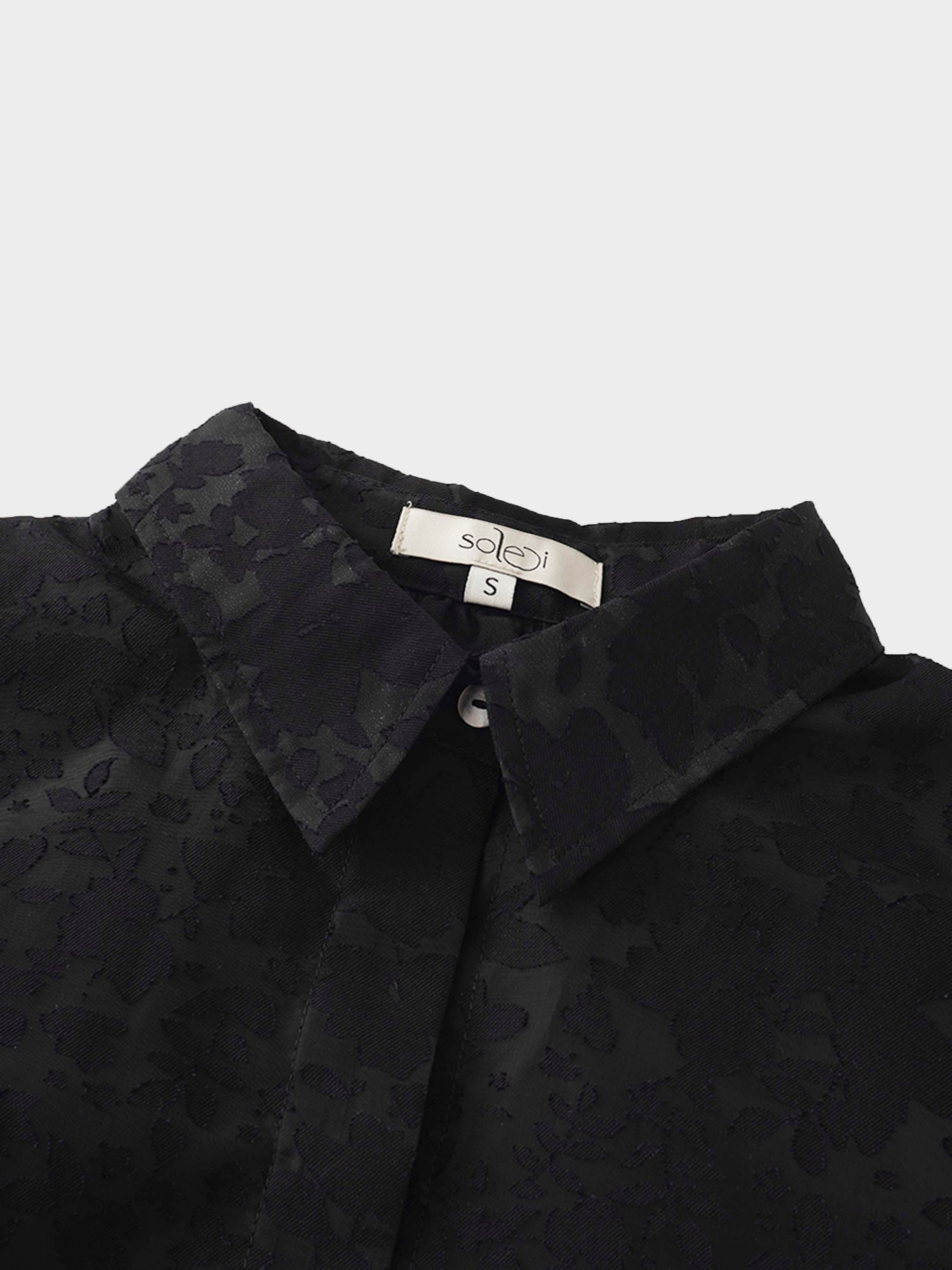 Puff Sleeve Lace Burnout-Black-2