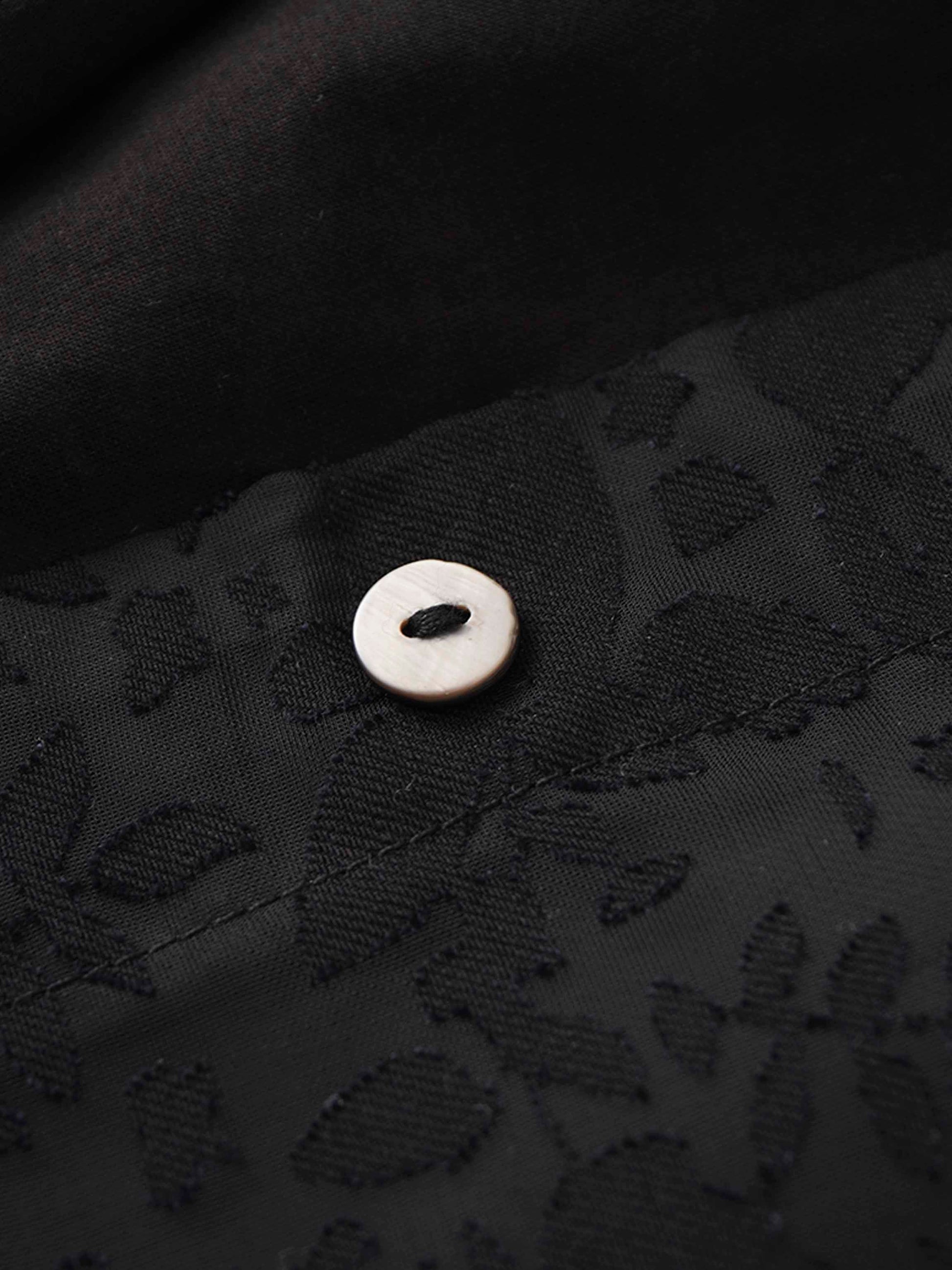 Puff Sleeve Lace Burnout-Black-3