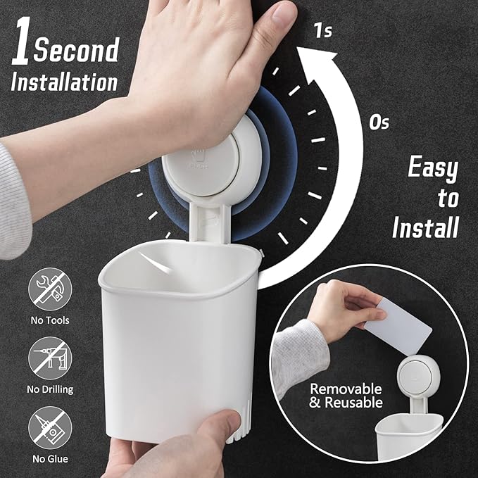 Punch-Free Toothbrush Holder Wall Mount Holder, Multiuse Wall Holder for Toothbrushes, Toothpaste, Shaver, Razor And Makeup Brush (Pack of - 1)