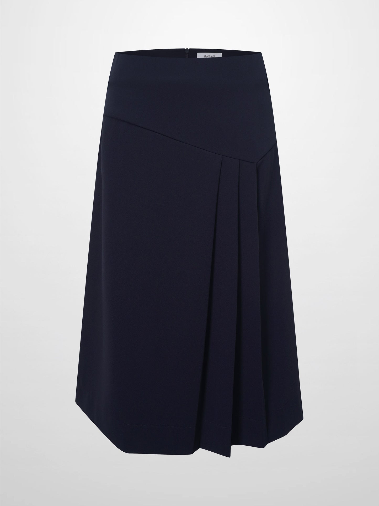Side Pleat A-Line Short Skirt-Navy-0