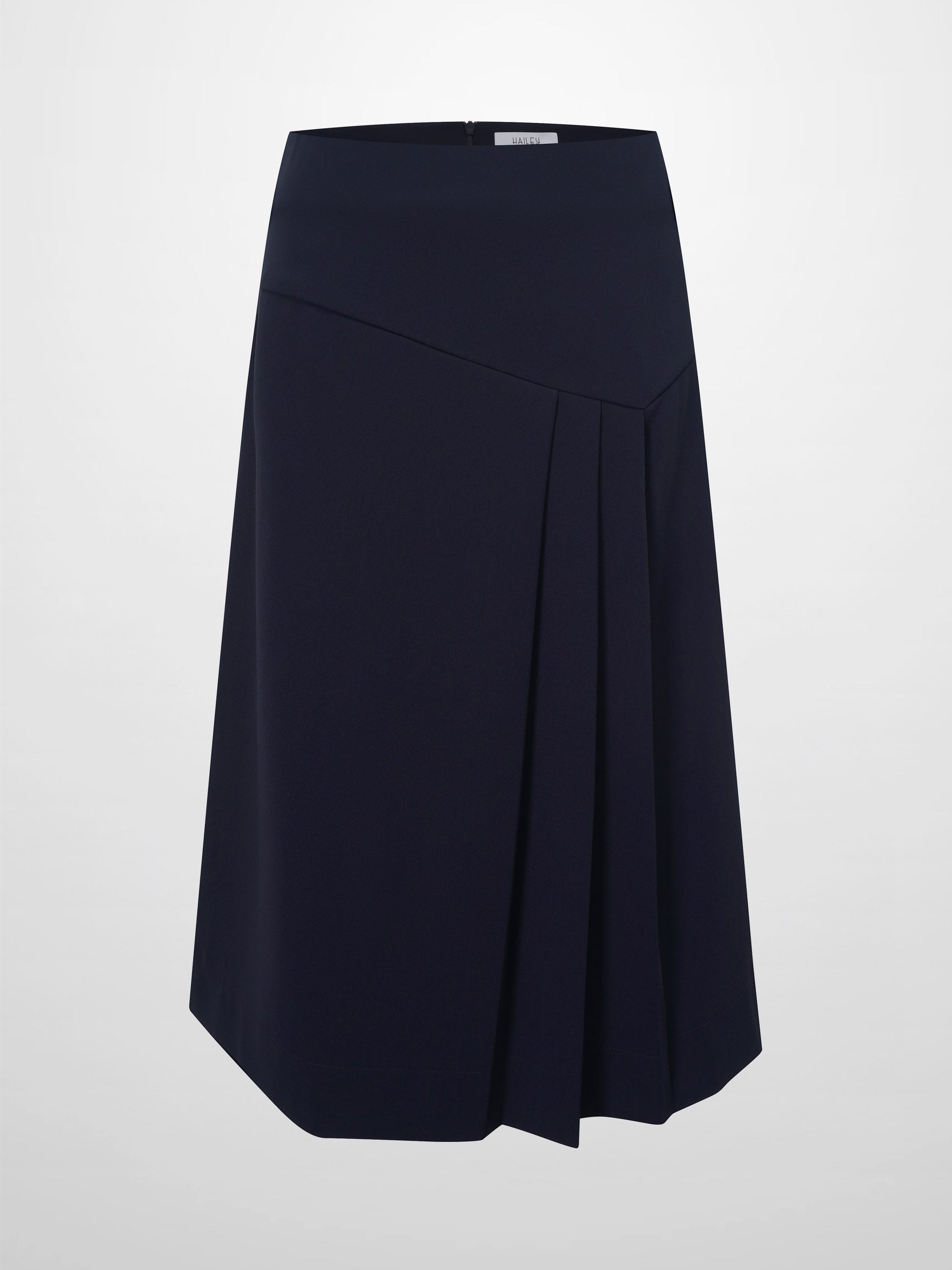 Side Pleat A-Line Short Skirt-Navy-0
