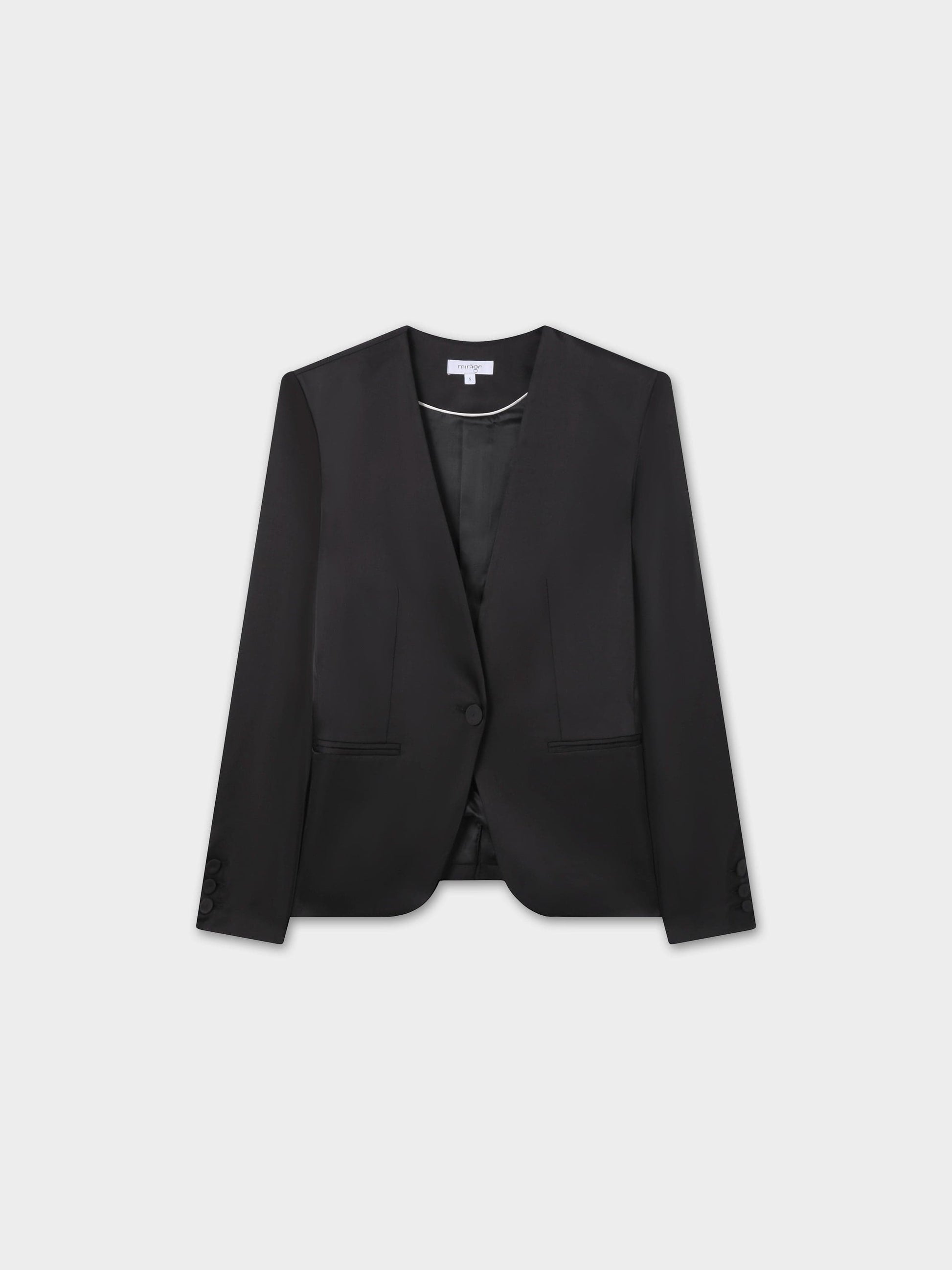 Satin Evening Blazer-Black-0