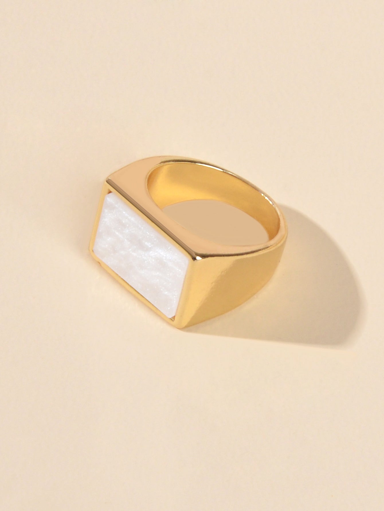 Textured Jewellery Square White Punk Gold Finger Ring Fashion Women Accessories