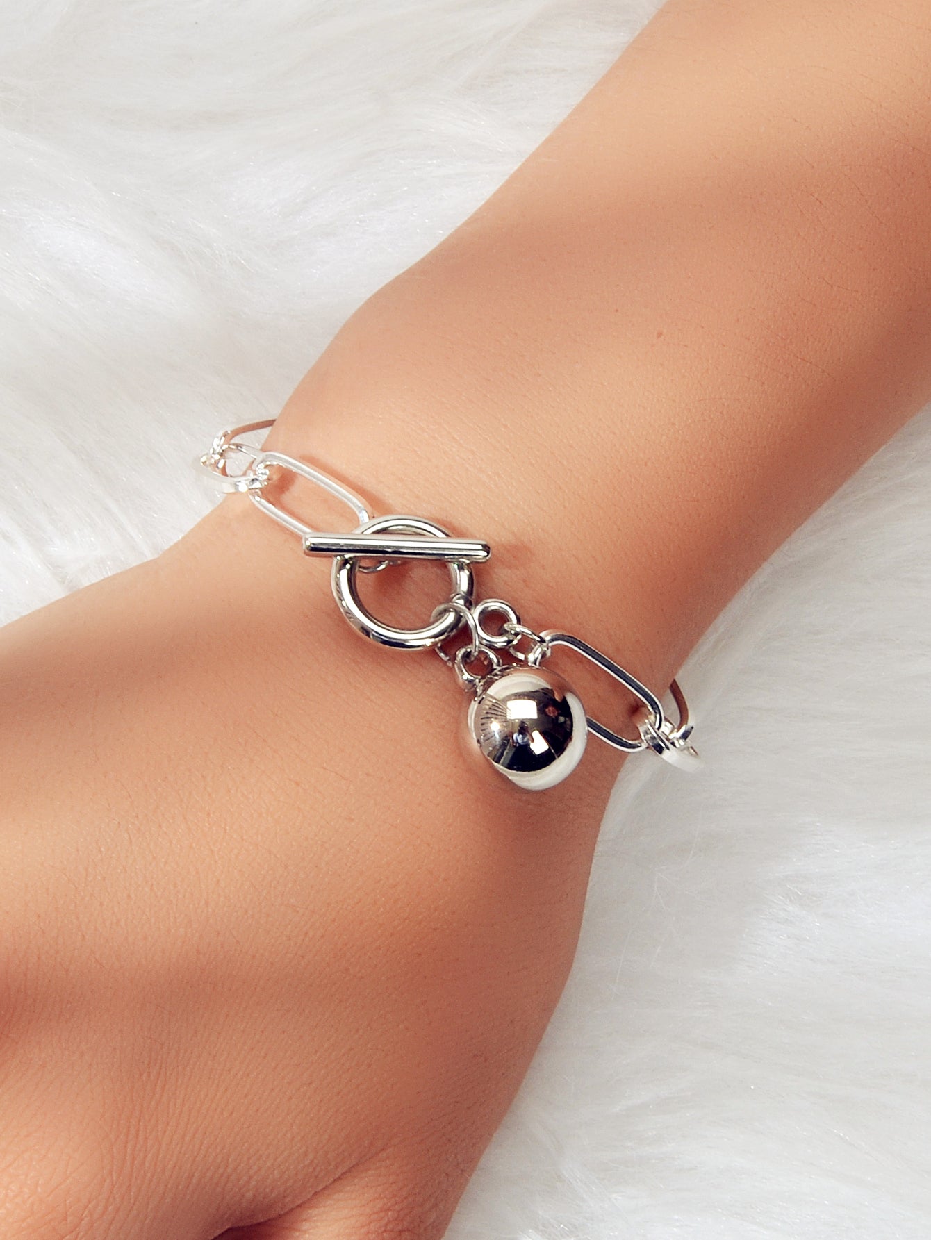 Fashion Jewellery Silver Chain Beads Charm Bracelet Minimalist Women Accessories