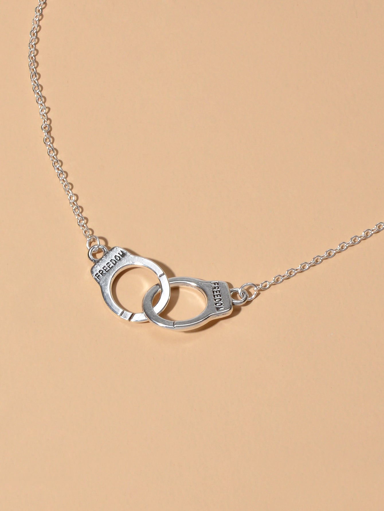 Punk Silver FREEDOM Handcuffs Necklace Boho Lover Jewellery Valentine's Collar