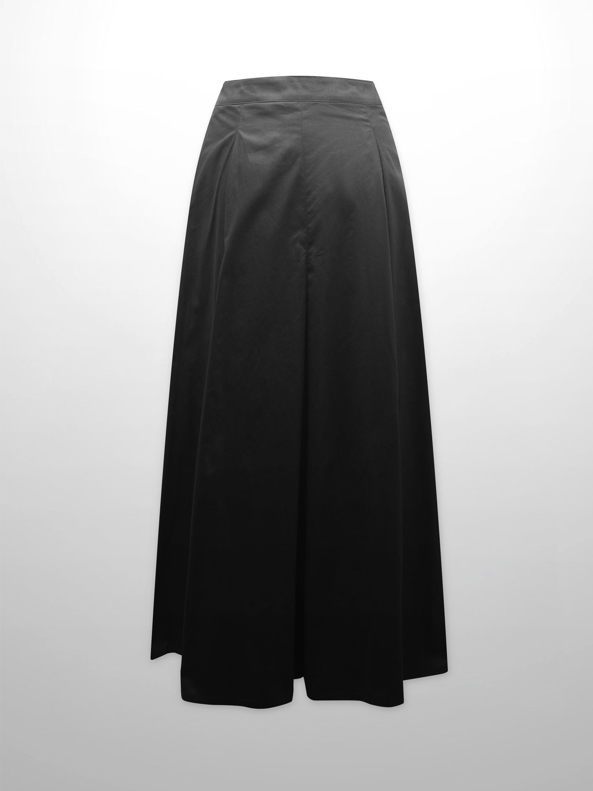Stitch Down Cotton Pleated Skirt-Black-1