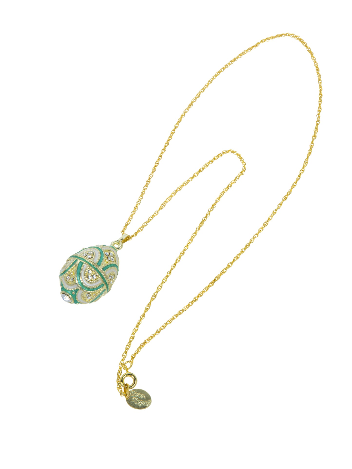 Gold & Light Blue Egg Pendant Necklace