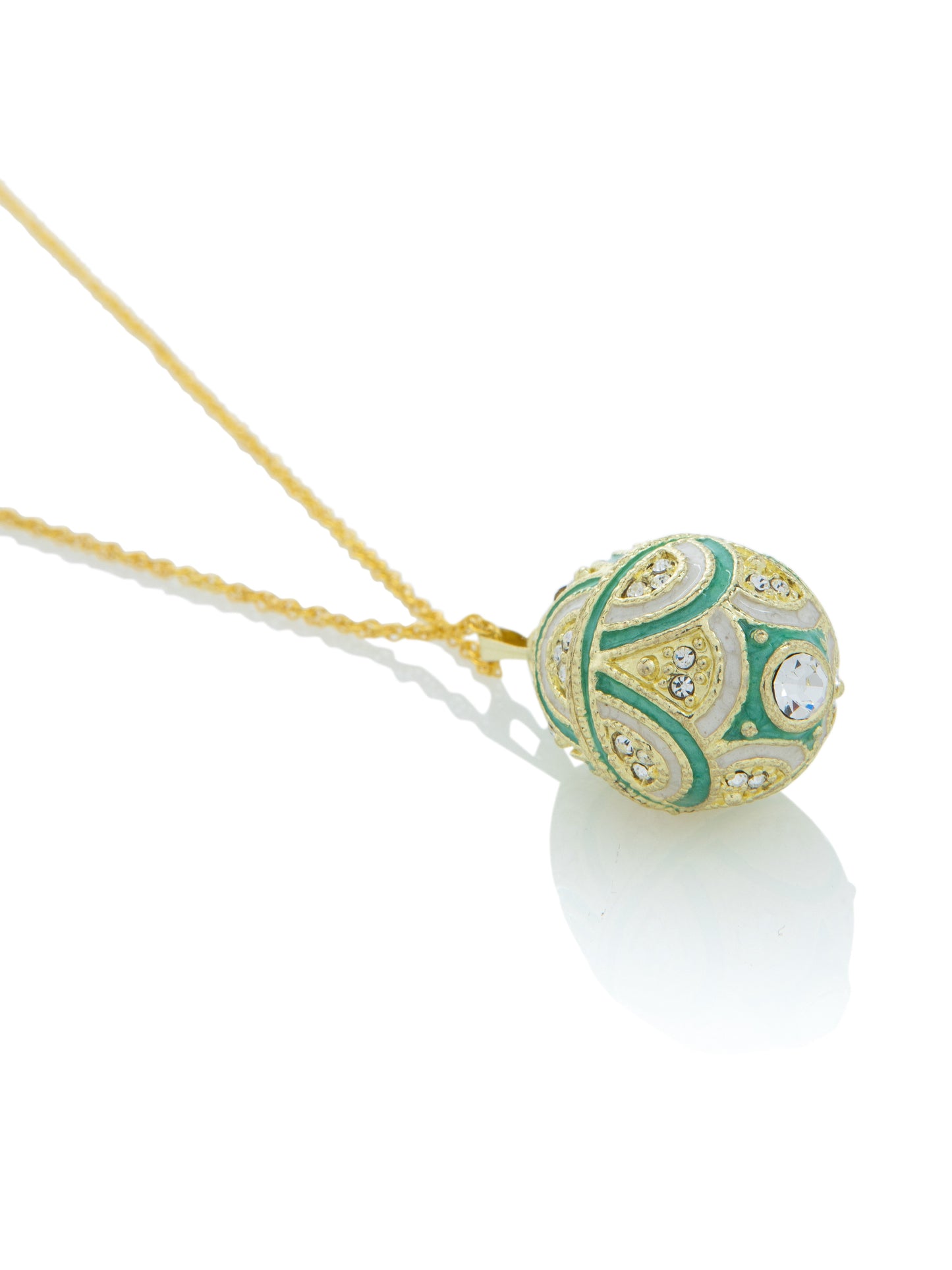 Gold & Light Blue Egg Pendant Necklace