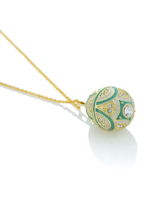 Gold & Light Blue Egg Pendant Necklace